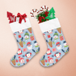Christmas Winter Face Of Reindeer And Snowman Christmas Stocking