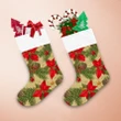 Spruce Branches Cones Red Poinsettia Stars And Gold Snowflakes Christmas Stocking