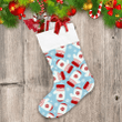 Medium Icon Of Mittens Glove On Blue Background Christmas Stocking