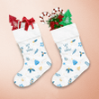 Aqua Blue Tree Branches And Bells Pattern Let It Snow Christmas Stocking