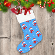 Santa Claus Costume With Mittens Scarfs And Hats On Blue Background Christmas Stocking