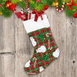 Christmas Tree Snowman And Candy On Over Checkered Christmas Stocking
