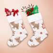Baby Deer Cartoon With Floral Leaf And Ripe Berries Pattern Christmas Stocking