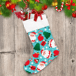 Cartoon Santa Claus And Christmas Ornament On Blue Design Christmas Stocking
