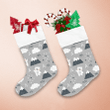 Happy Cute Bear In The Forest Between Mountain Tree And Cloud Christmas Stocking