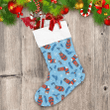 Blue Winter Holiday Elements Holly Leaves Socks And Mittens Christmas Stocking