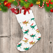 Dinosaurs With Red Scarf Skating On Ice Christmas Stocking