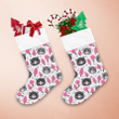 Christmas Theme With Bears And Trees In Pink Gray Christmas Stocking