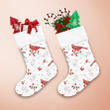 Winter Is Calling Watercolor Red Cardinal Birds And Berries Pattern Christmas Stocking