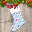 Merry Christmas Penguins And Snowflakes In Checkerboard Christmas Stocking