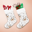 Christmas Forest Deer And Mushrooms On White Christmas Stocking