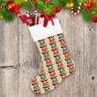 Abstract Golden Bells With Pink And Blue Bow Pattern Christmas Stocking