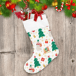 Snowman Sleigh Of Santa Gift Boxes And Christmas Trees Christmas Stocking