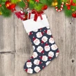 Snowflake Background With Cute Santa Clause Face Pattern Christmas Stocking