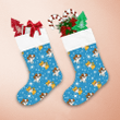 Cartoon Dog Cat And White Snowflakes Christmas Stocking