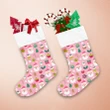Cute Santa Claus And Christmas Elements On Pink Design Christmas Stocking