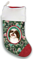 Shih Tzu Chocolate Portrait Tree Candy Cane Christmas Stocking Christmas Gift Red And Green
