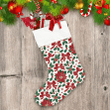 Chirstmas Holly Red Poinsettia Ribbon Berries And Stars Christmas Stocking