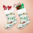 Funky Multicolor Winter Landscape With Cartoon Reindeers Cars And Trees Christmas Stocking