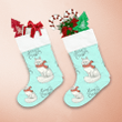 Hand Drawn Illustration With White Fox In A Scarf Christmas Stocking