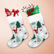 Santa Claus Snowman Snowflakes And Christmas Trees Christmas Stocking