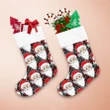 Hand Drawn Christmas Pattern Of Santa Face On Striped Background Christmas Stocking