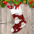 Santa Claus With Snowflake And Holly Christmas Vintage Style Christmas Stocking