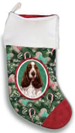 Christmas Stocking Christmas Gift Red And Green Bone Candy Cane English Cocker Spaniel Liver And White