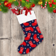 Christmas Red Socks With Snowflakes On Blue Background Christmas Stocking