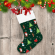 Christmas Tree Santa Claus Reindeer Snow And Gift Bag Christmas Stocking