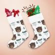 Merry Christmas Sleepy Cute Bear In The Forest With Rainy Clouds Christmas Stocking
