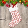 Watercolor Illustration Pattern Of Leaves And Red Berries Christmas Stocking