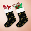 Snowman Cat And Snowflakes With Gold Line Christmas Stocking