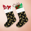 Christmas Fancy Gold Deer On ? Black Background Christmas Stocking