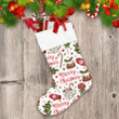 Merry Christmas Holiday Pattern With Mittens Glove Holly Leaves Cakes And Candy Christmas Stocking