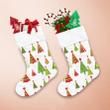 Red And Green Christmas Trees With Red Star Christmas Stocking