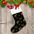 Snowman Cat And Snowflakes With Gold Line Christmas Stocking