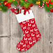 Ho Ho Ho Scripts Santa Laugh With Snowflakes On Red Background Christmas Stocking