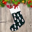 Christmas Snowman And Pine Leaves On Green Background Christmas Stocking