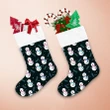 Christmas Snowman And Pine Leaves On Green Background Christmas Stocking