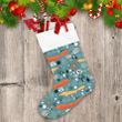 Winter Texture With Cute Long Foxes Christmas Stocking