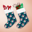 Snowman In Santa Hat And Scarf With Christmas Tree Christmas Stocking