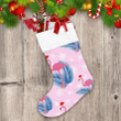 Christmas Flamingo In Santa Hat And Tropical Winter Christmas Stocking