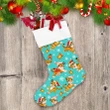 Cute Baby Tiger Cubs Character And Golden Ring Bells Christmas Stocking