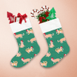 Funny Cats In Red Hats On Green Polka Dot Christmas Stocking