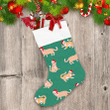 Funny Cats In Red Hats On Green Polka Dot Christmas Stocking