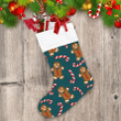 Christmas Gingerbread And Candy Canes On Dark Green Background Christmas Stocking