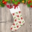 Caramel Sticks Tied With Red Ribbon And Holly Berries Pattern Christmas Stocking