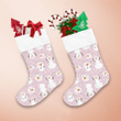 Christmas Snowman And Snow On Pink Background Christmas Stocking