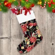 Merry Christmas Red Poinsettia Flower And Berries Christmas Stocking